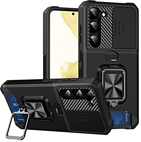 Zotita für Samsung Galaxy S23 Handyhülle Schutz, einschließlich TPU+PC Metallring, Präzise Lochausrichtung, Steckkarte, Objektivschutz, Vier Ecken Schützen Sie Ihr Handy perfekt Schwarz