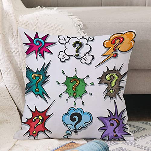 Kissenbezug 45x45 cm,Pop-Art-Sprechblasen-Fragezeichen,Outdoor Kissen Kissenbezüge Kissenhülle Sofa Kissen dekokissen Zierkissen für Wohnzimmer Garten deko draußen