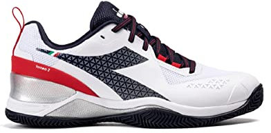 Diadora Herren Blushield Torneo 2 AG Tennisschuh (Wei /Blau Corsair/Fiery Red, Gr e 41)