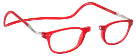 CliC Eyewear Lesebrille für Männer und Frauen - CliC Wallstreet XL Blue Block - Lesebrille mit magnetischem blauem Lichtschutz - TR90 Polyamid und Nylon - Flexible Brille (Rot)