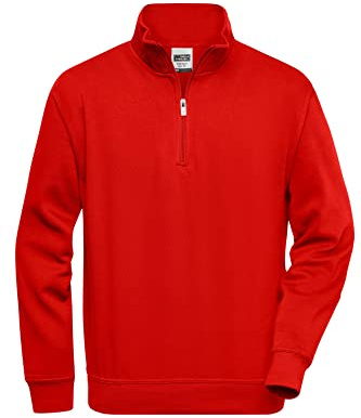James & Nicholson Workwear Zip Sweat - Strapazierfähiges Sweatshirt mit kurzem Reißverschluss
