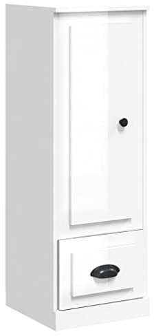 vidaXL Highboard, Sideboard mit viel Stauraum, Kommode Wohnzimmerschrank mit Tür, Schrank Anrichte Beistellschrank, Hochglanz-Weiß Holzwerkstoff
