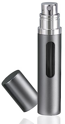Emwel Perfume Atomiser, Empty Travel Perfume Atomiser, Mini Portable Spray Bottle with Window for Travel, 8 ml (Grey)