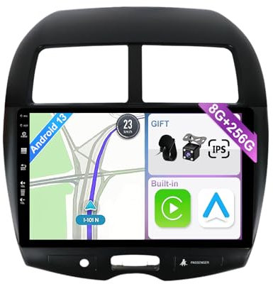YUNTX Android 13 Octa Core 8GB+256GB Radio de Coche con CarPlay Android Auto Cámara DSP 10.1 Pulgadas IPS Pantalla táctil Soporte Dab AHD Cámara GPS WiFi Bluetooth para Mitsubishi ASX (2010-2019)