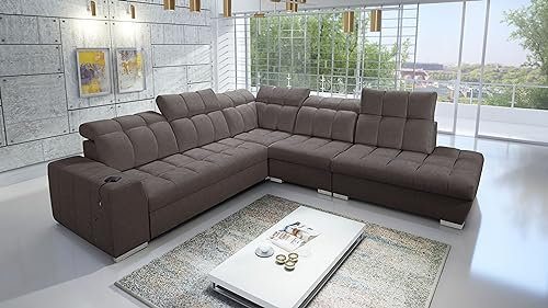 All4All Ecksofa mit Schlaffunktion Piaggio IX - 285x300cm - Sofa mit Bettkasten - Schlafsofa L-Form - Eckcouch - Couch - Sofaeck - Bett - Wohnzimmer - Terra 26 Seite Rechts 26