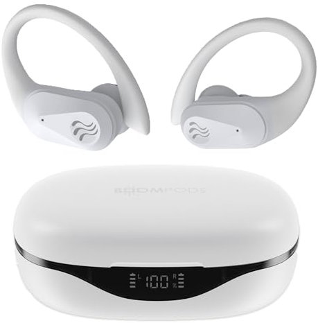 Boompods Sportpods Ocean Bluetooth Kopfhörer - Kabellos Sport-Ohrhörer mit ENC-Mikrofon, IPX4 Wasserdicht und 25 Std Akkulaufzeit, Schweißresistent In-Ear Kopfhörer für Fitness & Training, Weiß