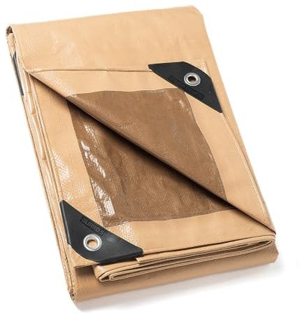GUARD SHIELD Bâche avec œillets - Imperméable - 3 m x 5 m - Beige/kaki - Multifonction - En polyester - 120 g/m² - Bâche de protection - Bâche de protection - Bâche multi-usages - Indéchirable et