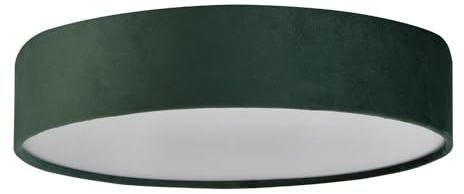 Licht-Erlebnisse Deckenlampe Samt Schirm rund Ø 50 cm H: 10 cm klein Grün für 3x E27 Modern Deckenleuchte Wohnzimmer Schlafzimmer Beleuchtung