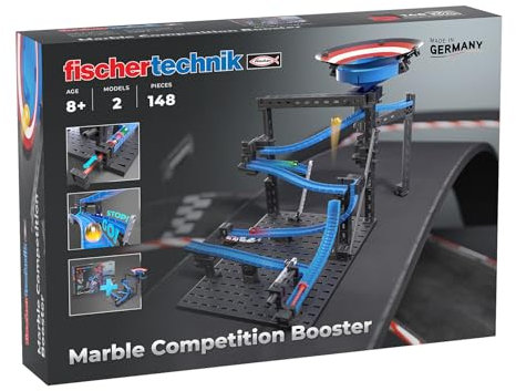 fischertechnik Marble Competition Booster 571897 – Murmelbahn-, Kugelbahn-Erweiterung, mit Trichter, ab 8 Jahre, Blau