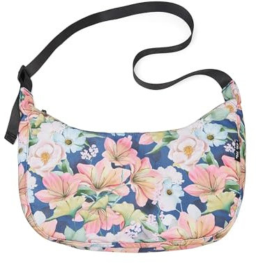 Ela Mo Moon Bag - Schöne Damen Halbmond Tasche - Nachhaltige Crossbody Bag aus recyceltem PET, schicke halbrunde Schultertasche für Alltag & Reisen (Orange Lily)