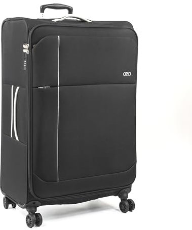 A2B Leichter Koffer – Softshell-Gepäck mit 8 Spinnrädern, ideal für Reisen, Kreuzfahrten, Züge, Hotelaufenthalte, Aufenthalte, Villen und Ferien im Ferienhaus, Schwarz/Hellgrau, L