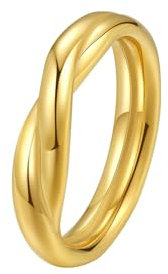 Happiness Boutique Damen Gekreuzter Ring | Gedrehter Ring in Goldfarbe | Edelstahlschmuck | Ring in Gold | Vergoldeter Kreuzring