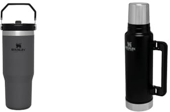 Stanley IceFlow Flip Straw Botella Agua con Pajita 0.89L - Conserva el Frío 12 Horas - Antifugas & Classic Legendary Botella Termica 1.4L Matte Black - Mantiene Frío o Calor 40 Horas
