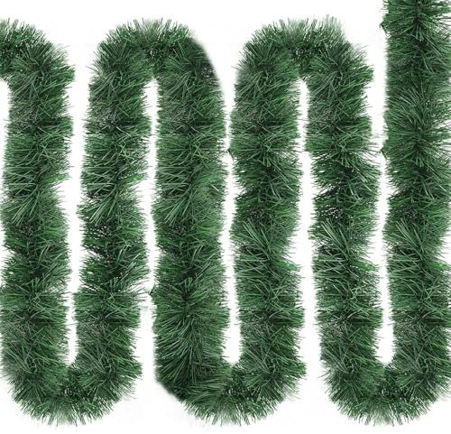 10M Ghirlanda di Natale Artificiale Non Illuminato Ghirlanda di Pino Verde Artificiale Morbida Ghirlanda Natalizia per Camino, Scala, Finestre, Festa di Natale(Larghezza 10cm)