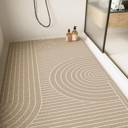 Grand tapis de douche antidérapant et anti-moisissure, confortable et doux avec trou de drainage, lavable et à séchage rapide, pieds de massage (noir, 80 x 120 cm)