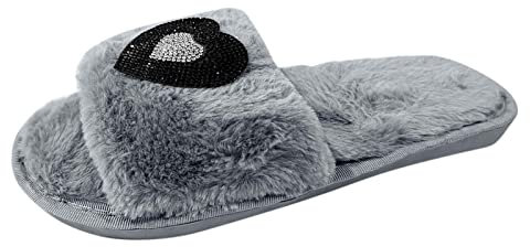 kosopse Ogg Schuhe Damen Hausschuhe Flacher Boden Rutschfester Warm Open Toe Bequeme Strass Pailletten O Damen Schuhe 40 (Grey, 41)