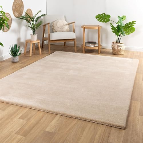 Steffensmeier Gabbeh Teppich Sali | 100% Neuseeland Schurwolle | Handloom | Wohnzimmer | super dicht | Beige, Größe 140x200 cm