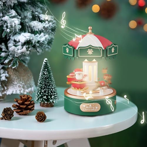 Rubu22a Spielt Musik Karussell Spieluhr Nachttischlampe, LEDNachttischlampe Tischlampe für Kinderzimmer Schlafzimmer Wohnzimmer (A)