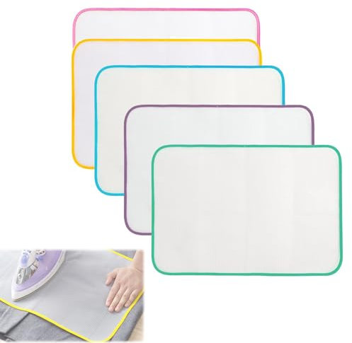 QGH 5 Pack Heat-Resistant Mesh Ironing Cloth, Protective Ironing Mat for Clothes, Iron Scorch Saver Pressing Cloth, Ideal for Steam Ironing and Sewing (40 x 60 cm)