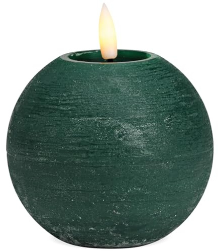matches21 HOME & HOBBY LED Kerze Kugel Set aus Echtwachs mit Timerfunktion - Elektrische Wachskerze in Grün als Tischdeko