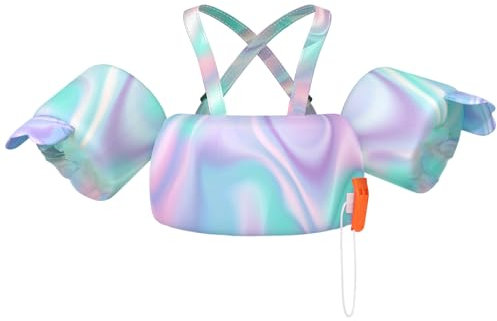 HeySplash Chaleco de Natación para Niños, Manguito de Natación con Correa Ajustable, Flotador de Piscina para Niñas de 2-6 Años, Flotador para Niños Aprendan a Nadar, Tie-Dye Azul Morado