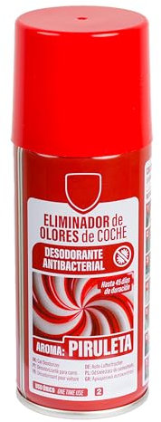 Eliminador de Olores Especial para de Automóvil: Elimina Olores y Humedad, Destruye Hongos y Bacterias, Uso Fácil y Rápido - Aire Fresco y Limpio en Tu Coche 200ml, Olor Piruleta - 1 Unidad