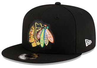 New Era Chicago Blackhawks NHL Injection Schwarz Verstellbare 9Fifty Snapback Cap - One-Size