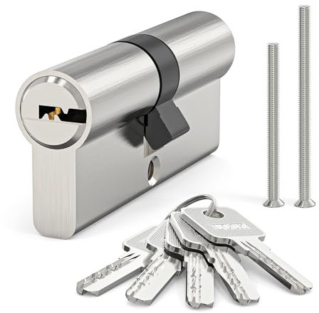 MANICAF Profilzylinder, Schließzylinder 35/35, Euro-Zylinder-Schloss, Zylinderschloss Messing-Zink-Legierung, Tür-Trommel-Schloss, mit 5 Schlüssel