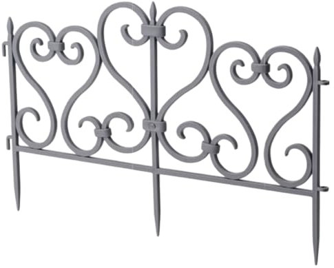 B2C Garden Fencing Lawn Edging Tree Fence Low Barrier Plastic Picket 2.45m per pack 28cm Tall Classic Style (Grey)