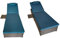 CONCEPT Fábrica | Juego de 2 tumbonas de resina trenzada Punta Cana marrón | Respaldo reclinable + Tableta lateral | Cojines azul oscuro desmontables | Baño de sol Confort Jardín y Piscina