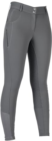 HKM Women's Ari Mid Rise SIL. Full seat Riding Breeches, Grey, 22