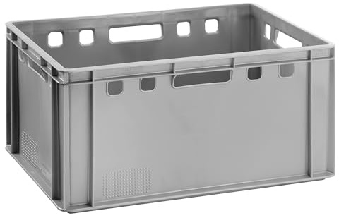 Fleischkiste E3 60x40x30 cm Eurobox Grau Stapelbar Lagerkiste Robust Profi | BURI, lebensmittelecht, Made in Germany, Metzgerkiste, Lagerkiste, robuster Kunststoff, Transportbox, Industriekiste