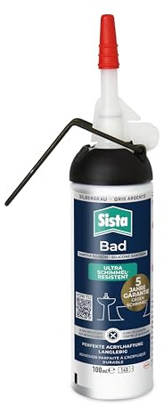 Sista Bad Silikon Ultra Schimmelresistent, Spender 100 ml, silbergrau