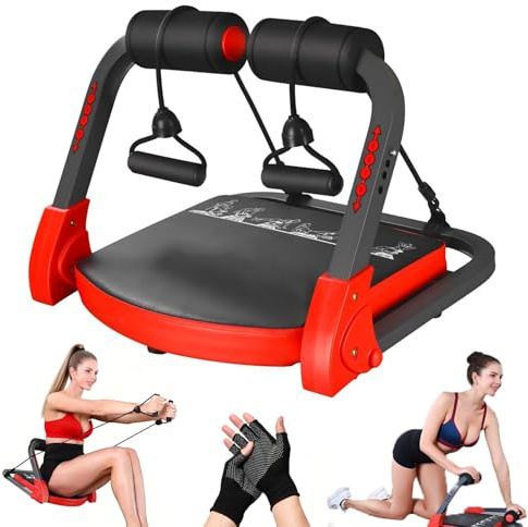 21-in-1 Bauchtrainer für Zuhause, Bauchmuskeltrainer für Core Training | Multifunktionaler Bauchtrainer mit 4 Widerstandsstufen, Zugseilen und Übungen für Bauch, Arme, Beine und Ganzkörpertraining