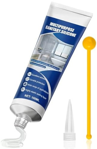 Silicone Transparent Salle de Bain, Joint silicone Transparent, Silicone Salle de Bain, Imperméable Résistant L'humidité, Convient aux Cuisines, Baignoires, Rebords D'Évier Salles Douche, 100ml