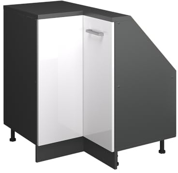 Vicco Mobile cucina angolare per sottotetto R-Line, Bianco lucido, 75.6 cm con 1 porta