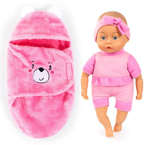 Bayer Design Babypuppe, Puppe 35 cm, Weichkörperpuppe | mit Kuscheldecke, handliche Größe für kleine Kinderhände