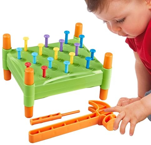 Jouet pour Enfant | Jeu interactif éducatif pour clouer et Tirer des Clous, Jouet martelage et | pour compétences motrices Coordination visuomotrice développement précoce