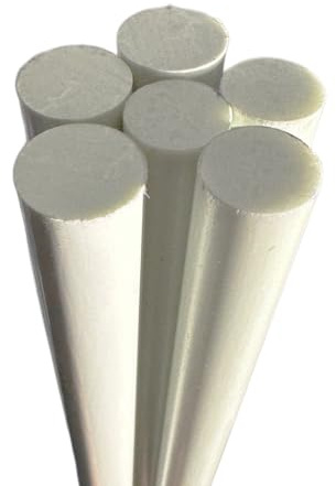 Baguettes rondes en fibre de verre et résine polyester GRP (polyester) naturel (polyester) (diamètre 15 mm, longueur 2000 mm)