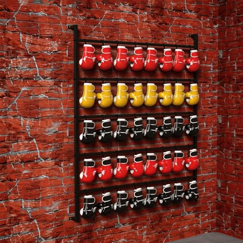 Jidanmian Wall Mount Boxing Glove Storage Rack, 61x67 Holds 20 Pairs Boxing Gloves Holder Drying Rack for Training Ground, Gym, Taekwondo Studio, Martial Arts Studio