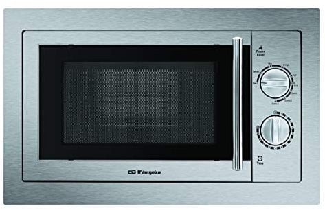 Orbegozo MIG 2033, Microonde, 800 W, grill da 1000 W, 9 livelli operativi, capacità 20 litri, programma di scongelamento, timer manuale 30 minuti, incasso, acciaio inossidabile