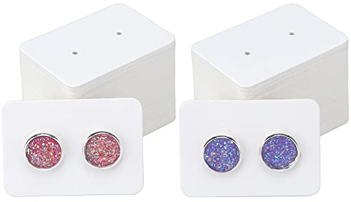 G2PLUS 200PCS White Earring Display Cards - Small Earring Card Holders - Jewellery Packaging Cards for Jewellery Making Storage & Disply
