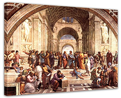 Bilderdepot24 Bild auf Leinwand | Raffael - Die Schule von Athen in 80x60 cm als Wandbild | Wand-deko Dekoration Wohnung alte Meister | NEU-180219-80x60-dsv