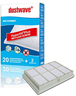20 Staubbeutel + HEPA-Filter/Abluftfilter 827 passend für Bosch - BSA2877/02 ProHygienic 1800W Bodenstaubsauger - dustwave® Markenstaubfilter Made in Germany