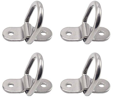 4 Pack D Ring Tie Downs Cargo Trailer Anchors Points with Mounting Bracket, 1/4'' D-Ring Tie Down Anchors Lashing Rings Trailer Anchors Tie Down Points for Trucks RV Campers SUV Boats etc