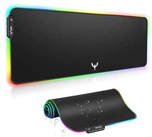 Blade Hawkszzkx RGB Soft Gaming Mouse Pad Extra Large, LED Breathing Lighting(9 Lighting Modes) ，Non-Slip Rubber Base Computer Keyboard Pad Mat，31.5X 11.8in,0.1inch Thick(XXL-RGB)