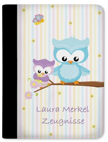 CreaDesign Customize A4 Zeugnismappe für Kinder 26,7x32,7x1 cm, Sichtbuch mit 10 Klarsichthüllen, erweiterbar auf bis zu 20 Taschen, Eule design, Dokumentenmappe für Schüler