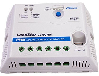 EPEVER® PWM Laderegler 30A 12/24V,Solar Charge controller mit USB Anschluss,LS3024EU