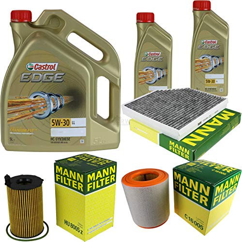 Filter Set Inspektionspaket 7 Liter Motoröl EDGE Titanium FST 5W-30 LL MANN-FILTER Innenraumfilter Luftfilter Ölfilter