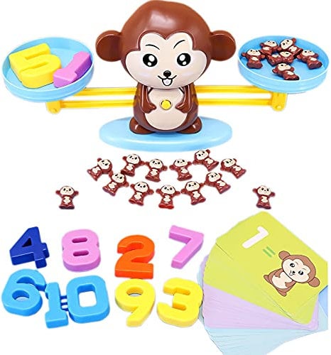 Monkey Balance Math Game Toys, Kids Weighning Scale Educational Counting Toys for Preschoolers/Kindergarten,Numbers Learning Mathematical Teaching Tool for 3-5 Years Old Boys Girls